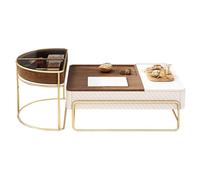Nesting Coffee Table Set with 360° Rotating Storage, Liftable Design, Set of 2 for Living Room and Balcony, Functional Center Tables