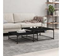 (black) vidaXL Nesting Coffee Tables Telephone Table End Table 2 pcs Engineered Wood