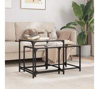 (transparent) vidaXL Nesting Coffee Tables 2 pcs with Transparent Glass Top Table Steel