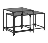 Nesting Coffee Tables 2 pcs with Transparent Glass Top Table Steel vidaXL