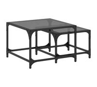 Nesting Coffee Tables 2 pcs with Transparent Glass Top Table Steel vidaXL