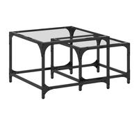 Nesting Coffee Tables 2 pcs with Transparent Glass Top Table Steel vidaXL