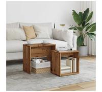 Nesting Coffee Tables 2pc set Old Wood Engineered Wood 48x30x45 and 37x29x36cm