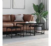 (smoked oak) vidaXL Nesting Coffee Tables Nesting Table End Table 3 pcs Engineered Wood