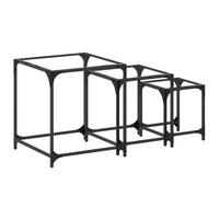 Nesting Coffee Tables 3 pcs with Transparent Glass Top Table Steel vidaXL