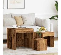 Nesting Coffee Tables 3-piece Old Wood Engineered Wood Set Large45cm Medium35cm