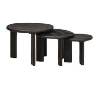 Nesting Coffee Tables 3pc White Solid Mango Wood Ø54 x 40 cm Modern Compact Set