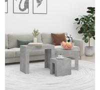 Nesting Coffee Tables 3pcs Concrete Grey. Engineered Wood 61x30x50cm Space-Saver