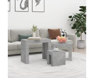 Nesting Coffee Tables 3pcs Concrete Grey. Engineered Wood 61x30x50cm Space-Saver