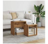 Nesting Coffee Tables Artisan Oak Engineered Wood 48x30x45 & 37x29x36cm Set2pc