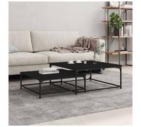 Nesting Coffee Tables Black 80x80x35 cm Engineered Wood Steel Legs Modern Urban