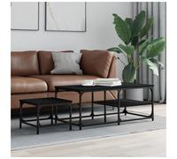 Nesting Coffee Tables Black Engineered Wood & Metal 100x50x40cm Modern Large Set