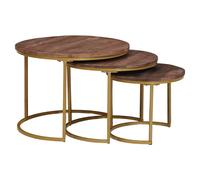 Nesting Coffee Tables Black Mango Wood & Steel Ø54/40cm Round Modern Trio Nest
