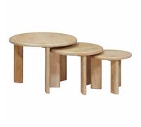 Nesting Coffee Tables Black Solid Mango Wood Ø54 x 40 cm Modern Low-Profile Set