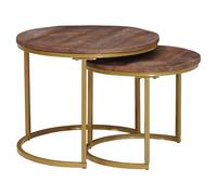 Nesting Coffee Tables Black Solid Mango Wood & Steel Ø50 x 40 cm Round Set Cozy