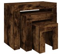 vidaXL Nesting Coffee Tables 3 Pcs Smoked Oak Engineered Wood, Brown