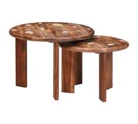 Nesting Coffee Tables Modern Multicolour Ø50 x 40 cm Solid Mango Wood Round Set