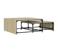 vidaXL Nesting Coffee Tables Side Table 2 pcs Black Engineered Wood and Metal