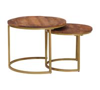 vidaXL Nesting Coffee Tables 2 pcs Solid Mango Wood and Steel