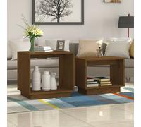 Nesting Coffee Tables Set of 2 Honey Brown Solid Pinewood 50x40cm & 40x25cm