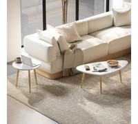 Nesting Coffee Tables Set of 2 Stackable End Tables for Home Office HOMCOM White One Size