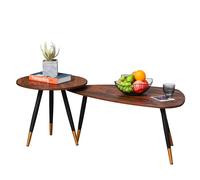 HOMCOM Nesting Coffee Tables Set of 2 Stackable End Tables for Home Office in Brown HOMCOM Brown