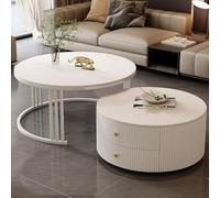 Nesting Coffee Tables Set of 2 with Large Storage Space - Easy to Maintain for Living Room, Bedroom, Office, Balcony, Apartment Use