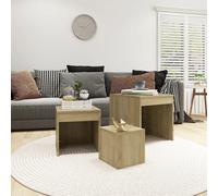 vidaXL 3x Nesting Tables Sonoma Oak Chipboard Home Living Room Side End Table