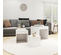 vidaXL 3x Nesting Tables White Chipboard Home Living Room Side End Table Set