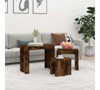 Nesting Coffee Tables Smoked Oak 61x30x50cm Engineered Wood 3pc Space-Saver Set