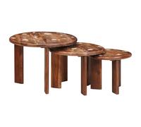 Nesting Coffee Tables Solid Mango Wood Multicolour Ø54×40cm & Ø40×34cm Low nest
