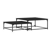Nesting Coffee Tables Black 80x80x35 cm Engineered Wood Steel Legs Modern Urban