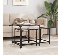 Nesting Coffee Tables Transparent Glass Top 50x50x50 & 40x78.5x40 cm Wood Steel