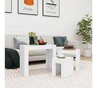 Nesting Coffee Tables White Engineered Wood 3pcs 61x30x50/43x30x39/25x30x29cm UK