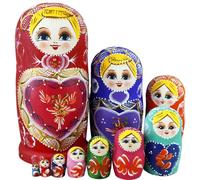 Nesting Dolls 1 Set(10Pcs) Girl Pattern Matryoshka Doll Wooden Colorful Matrioshka Russian Nesting Dolls Stacking Toys for Kids, Home Decoration, Gifts for Kids Matrioshka Matrioska Matryoshka Doll