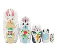 Nesting Dolls, 5Pcs 6" Russian Nesting Dolls, Handmade Matryoshka For Kids, Stacking Toys Russian Wooden Cute Doll