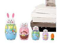 Nesting Dolls Animal |Russian Nesting Dolls, Wooden Handmade Bunny Doll, 5-piece Set, Cute Little Bunniefor Kids Teens Adults Students Birthday Holiday Party Favor Office Playroom Living Room Bedroom
