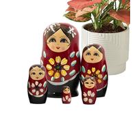 Nesting Dolls for Children - Handmade Russian Nesting Dolls Made of Wood, Compact Wooden Sculpture as Ornament, Hand-Painted Table Decoration for Living Room, Bedroom, Fireplace, Entrance, Christmas