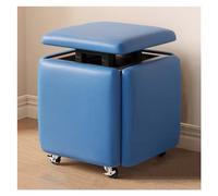 Nesting Ottoman Cube Chair - Stackable Foot Stools with Wheels for Living Room or Dining Room - Faux PU Small Square Foot Rest - 5 in 1 Design