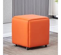 Nesting Ottoman Stools with Wheels Mobile Stackable Faux Leather Poufs for Living Room & Bedroom 14 x 14 x 15 inches Stylish Storage & Seating Solution