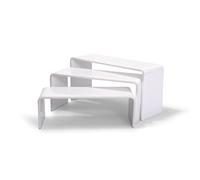 Nesting Plinths Acrylic Riser Counter Jewellery Display Stand Showcase Shelf (White Acrylic)