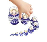 Nesting Russian Dolls for,10 Pieces Blue and White Porcelain Wood Decoration - Interlocking Toys | for Adults Collectors Birthday Parties Gift