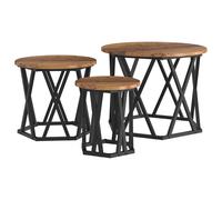 Nesting Side Table 3 pcs Engineered Wood and Steel Tables Living Room vidaXL