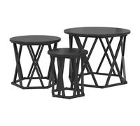 Nesting Side Table 3 pcs Black Oak Engineered Wood and Steel