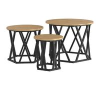 Nesting Side Table Set Artisan Oak 53 x 53 x 40 cm Engineered Wood & Black Steel