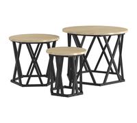 vidaXL Nesting Side Table 3 pcs Sonoma Oak Engineered Wood and Steel