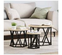 Nesting Side Table Set 3-piece Sonoma Oak Engineered Wood Steel Frame 53x53x40cm
