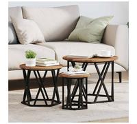 Nesting Side Table Set 3pcs Old Wood Engineered Wood Steel Frame 53x53x40cm Pack