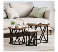 Nesting Side Table Set 3pcs/Set Smoked Oak Top 53x53x40cm Engineered Wood/Steel
