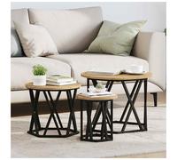Nesting Side Table Set Artisan Oak 53 x 53 x 40 cm Engineered Wood & Black Steel